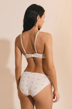 Soutien-gorge brassière en coton pointelle à motifs