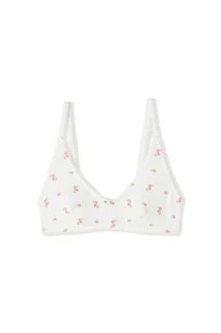 Soutien-gorge brassière en coton pointelle à motifs