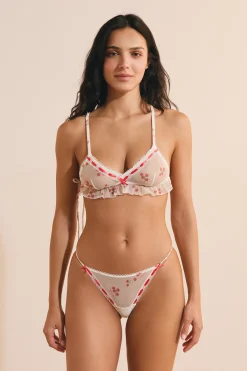 Soutien-gorge brassière en tulle à motifs