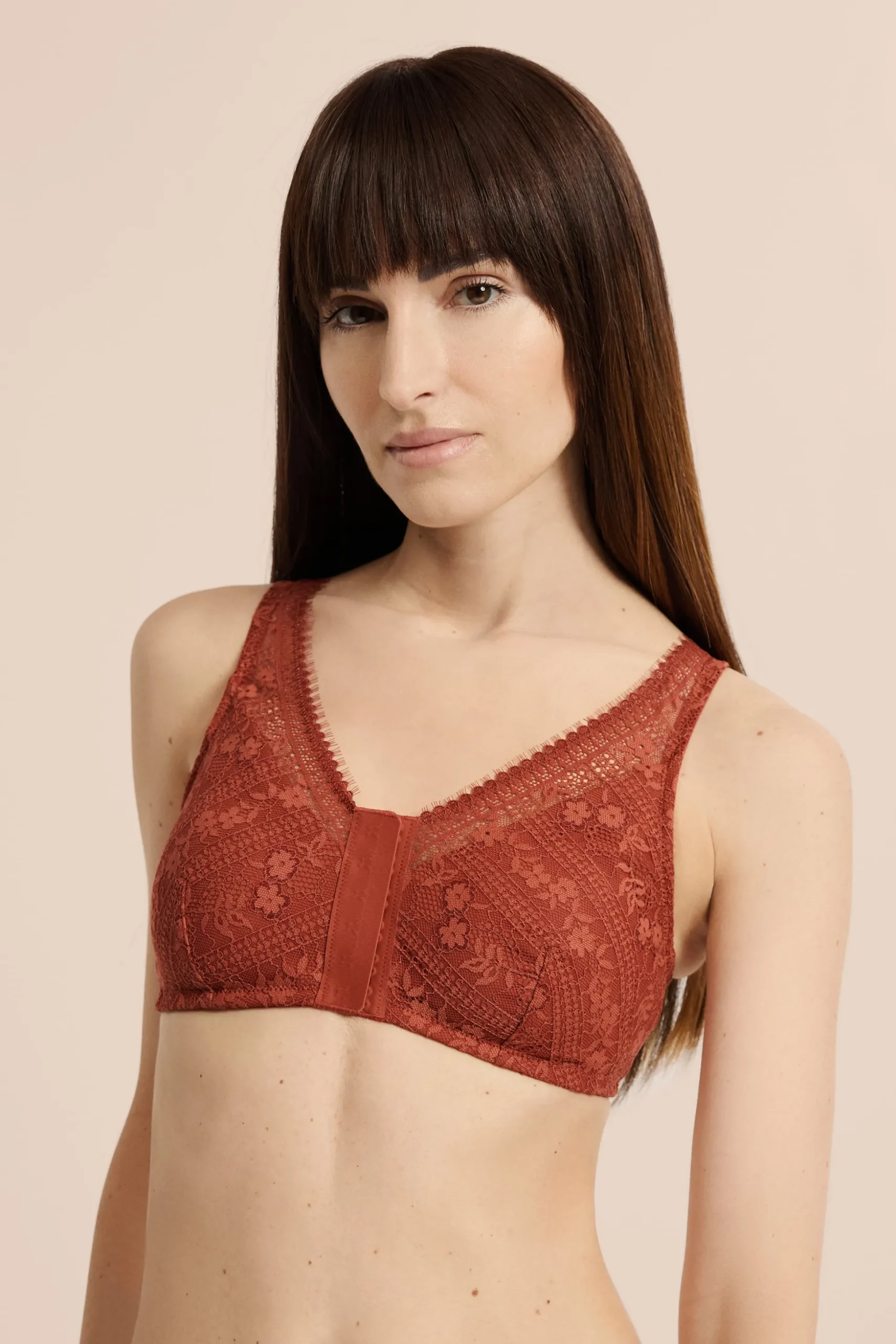 Soutien-gorge brassière sans armatures post-mastectomie avec ouverture devant