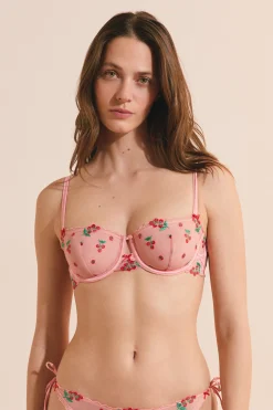 Soutien-gorge N.9 - Balconnet avec broderie tomates