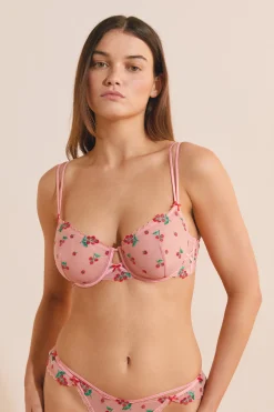 Soutien-gorge N.9 - Balconnet avec broderie tomates