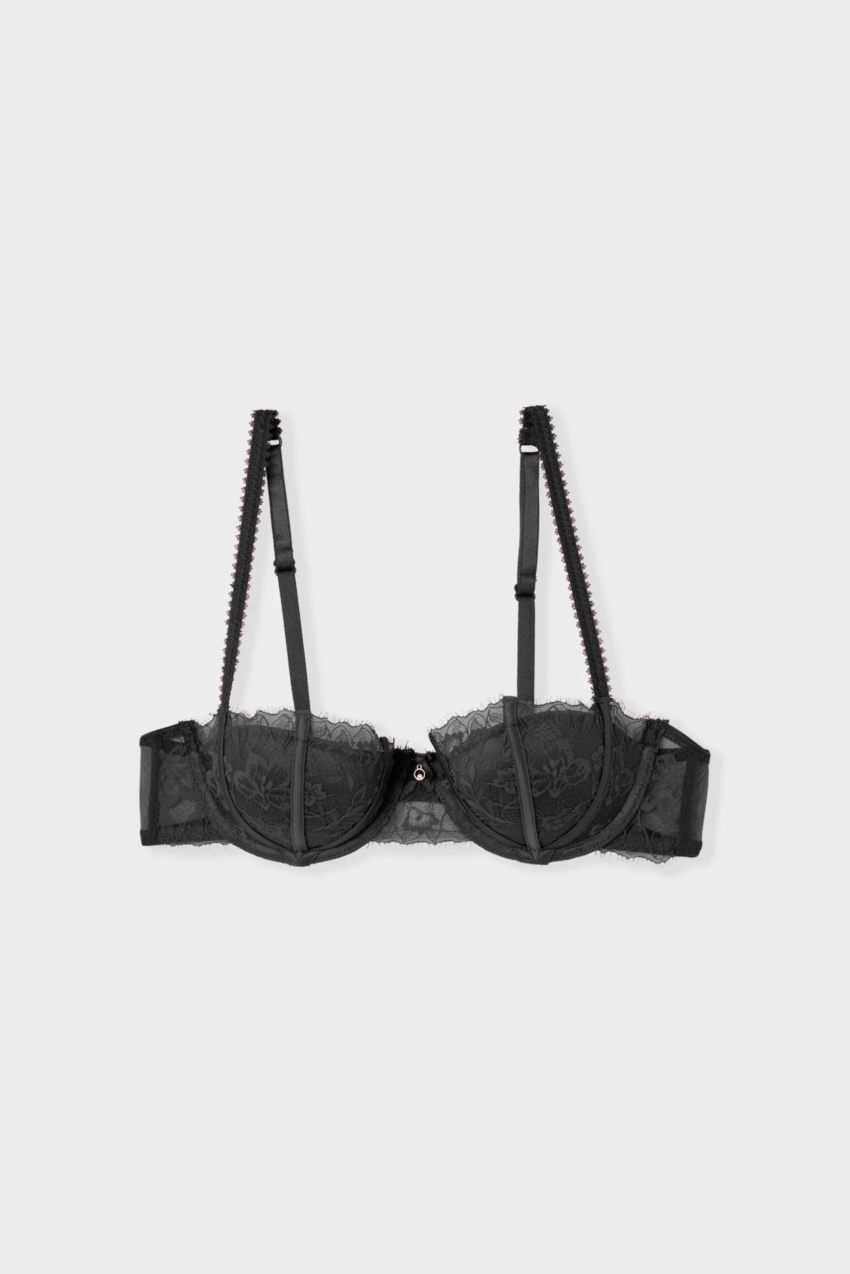 Soutien-gorge push up balconnet en satin et dentelle eyelash