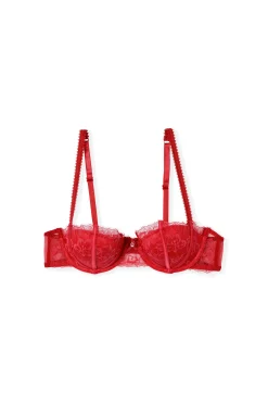 Soutien-gorge push up balconnet en satin et dentelle eyelash