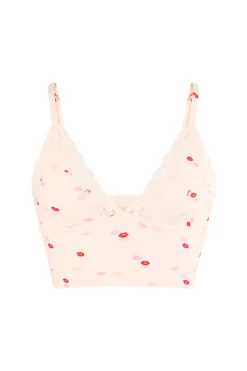 Soutien-gorge triangle en microfibre et dentelle à motifs bisous