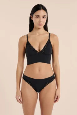 Soutien-gorge triangle en microfibre et dentelle