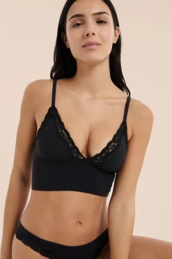 Soutien-gorge triangle en microfibre et dentelle