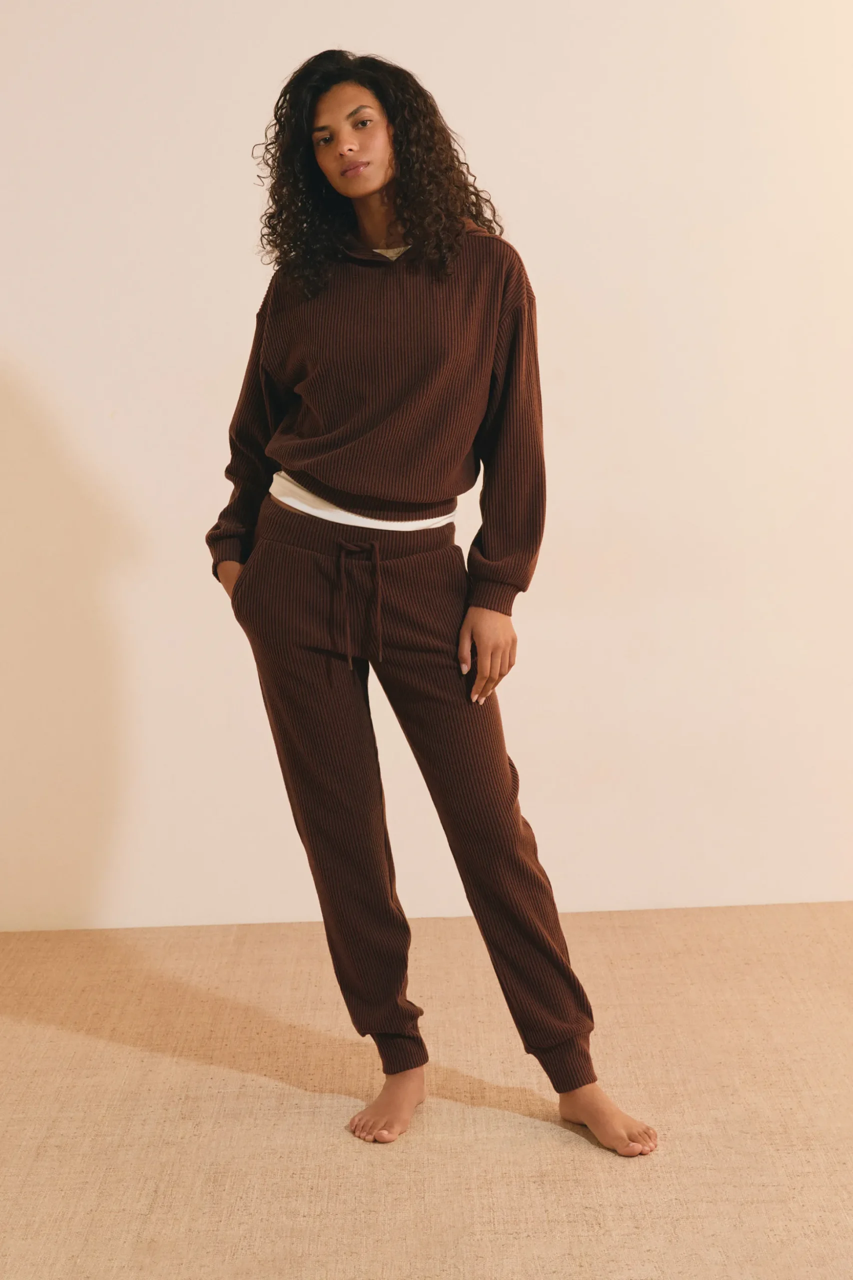 Sweatshirt de pyjama en velours côtelé