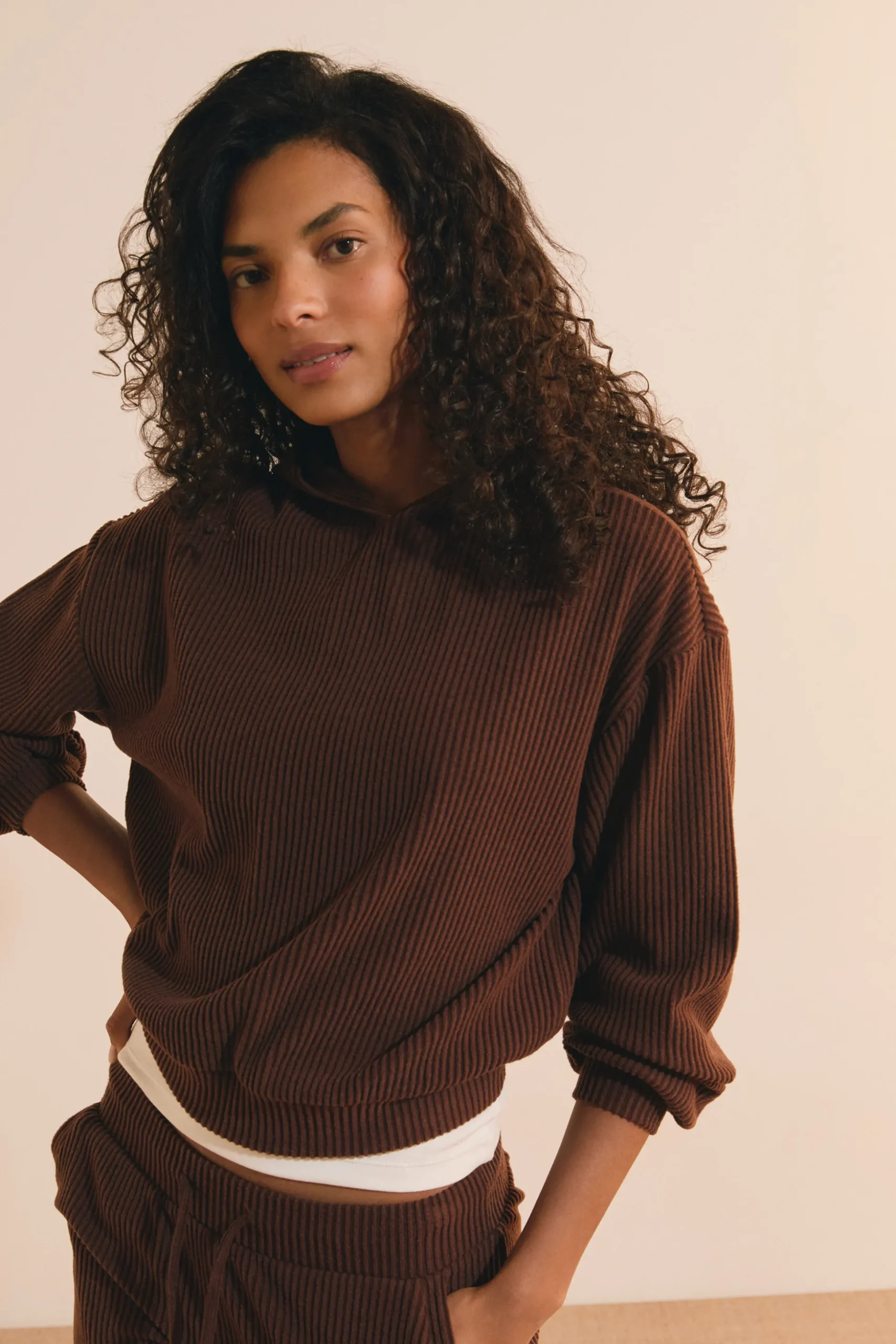Sweatshirt de pyjama en velours côtelé