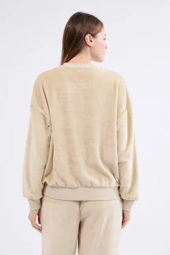 Sweatshirt à manches longues à motif chien effet velours