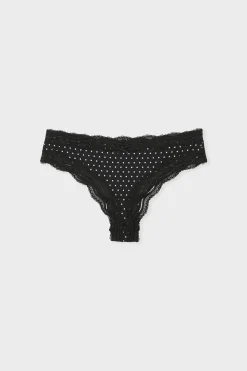 Tanga bords dentelle en microfibre