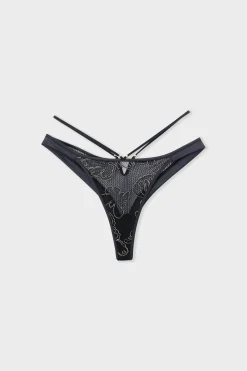 Tanga en dentelle rebrodée