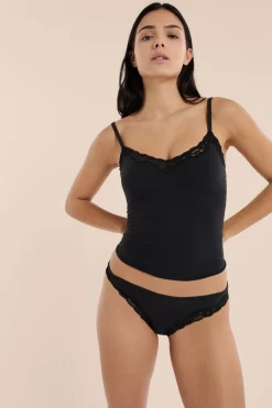 Tanga en microfibre et dentelle