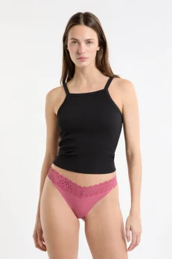 Tanga en microfibre et dentelle