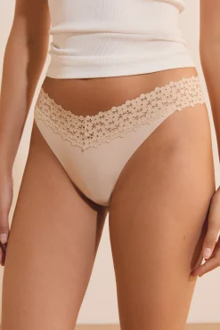 Tanga en microfibre et dentelle