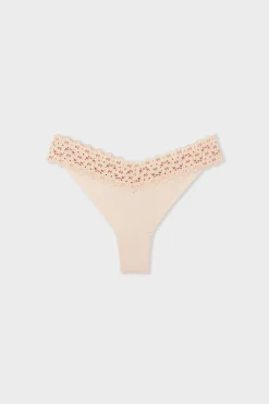 Tanga en microfibre et dentelle