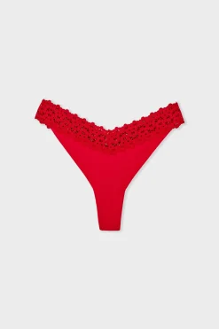 Tanga en microfibre et dentelle