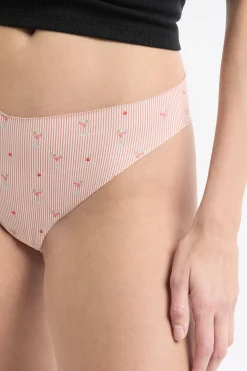 Tanga en microfibre sans couture à motifs