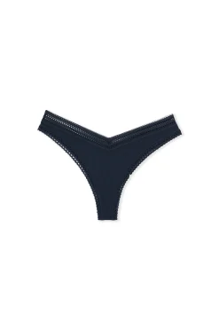 Tanga V-shape en microfibre et dentelle