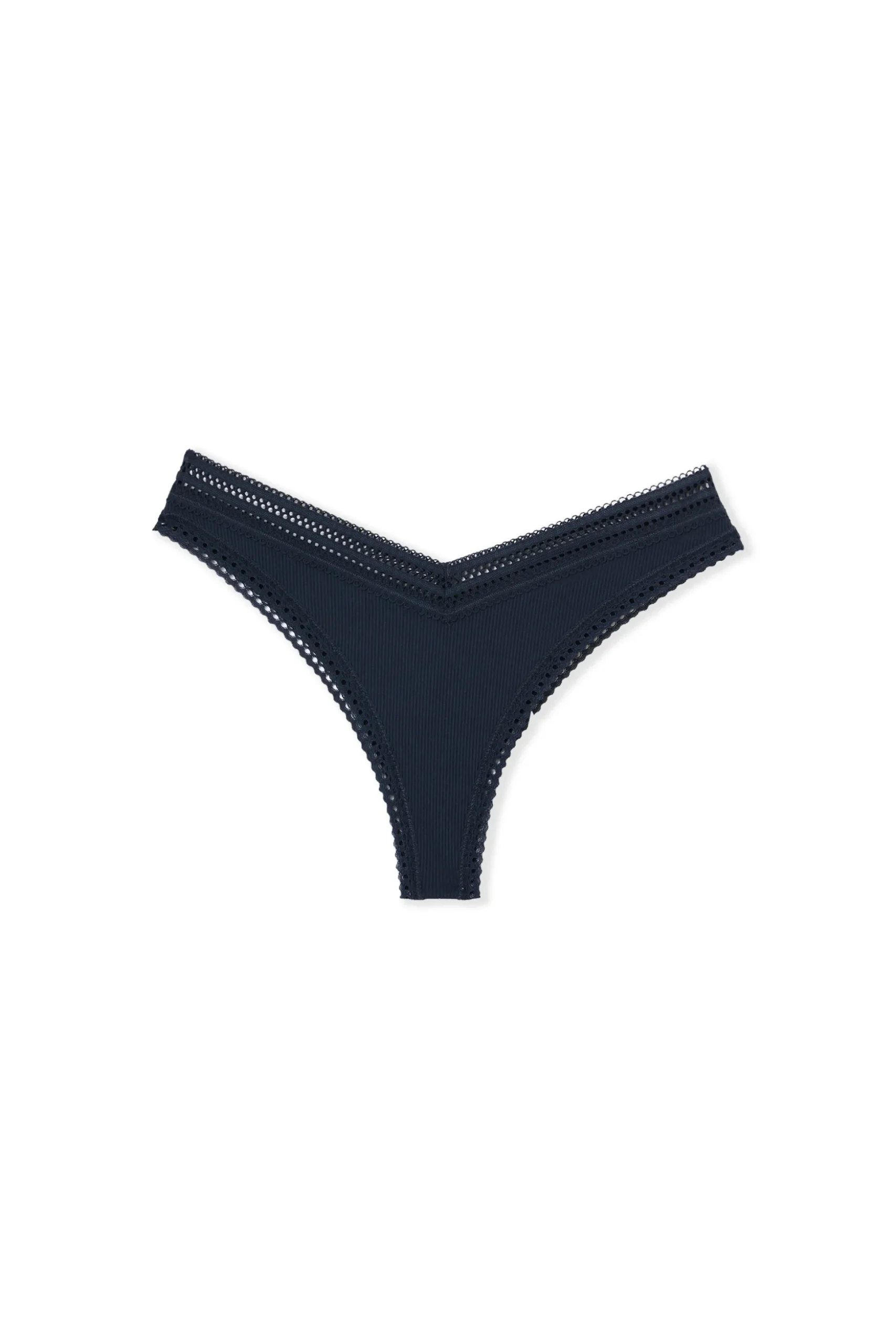 Tanga V-shape en microfibre et dentelle