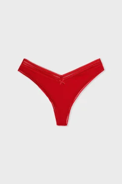 Tanga V-shape en microfibre et dentelle