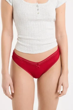 Tanga V-shape en microfibre et dentelle