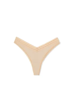 Tanga V-shape en microfibre et dentelle