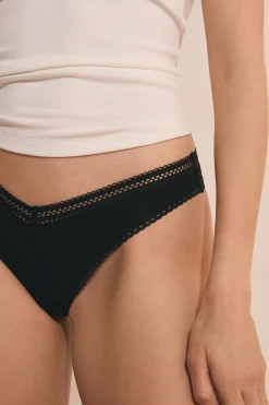 Tanga V-shape en microfibre et dentelle