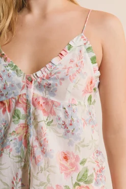 Top de pyjama à motif fleuri