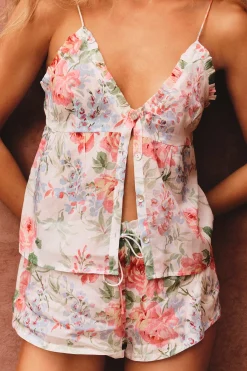 Top de pyjama à motif fleuri