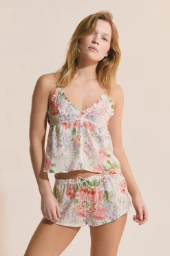 Top de pyjama à motif fleuri