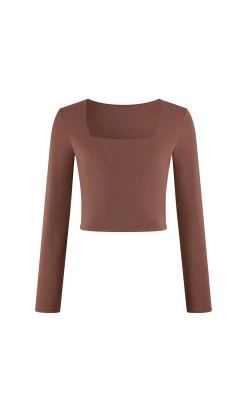 Top à encolure carrée en microfibre