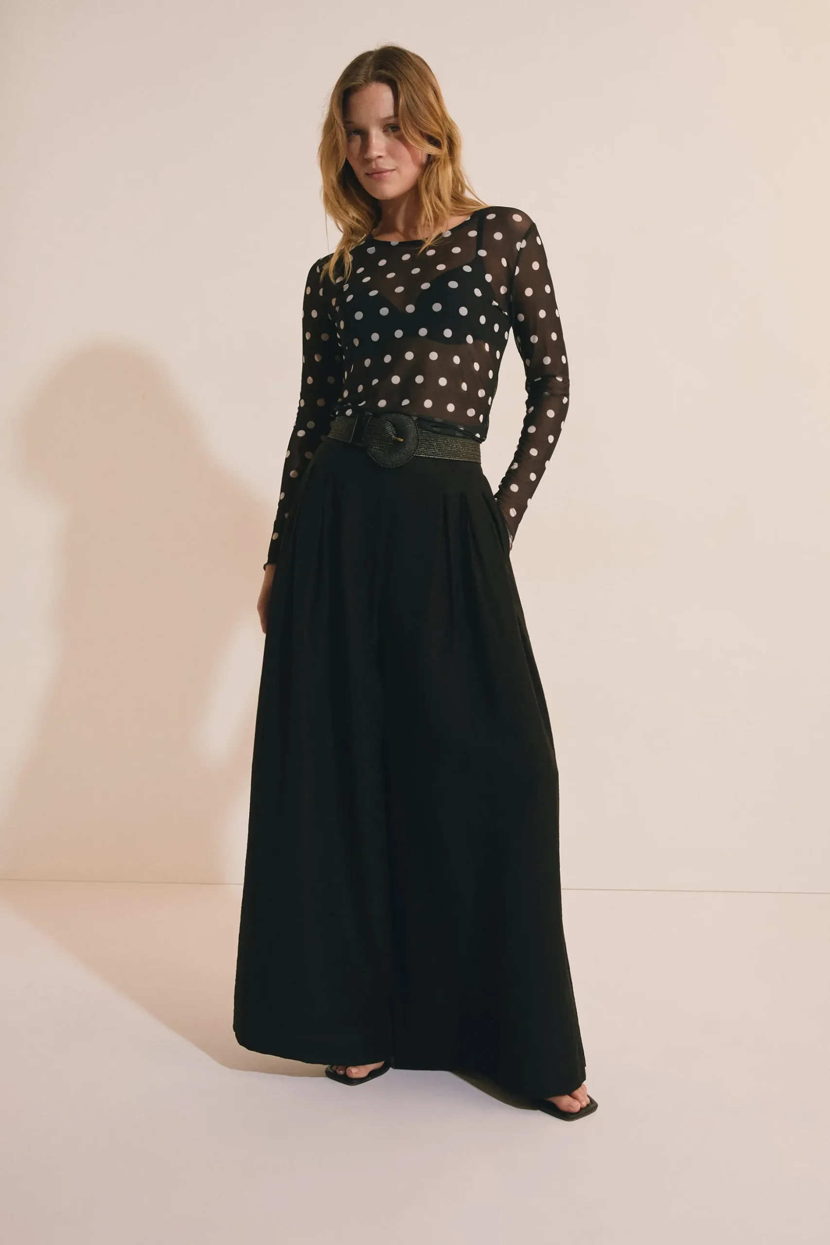 Top en mesh à pois