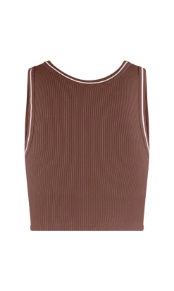 Top en microfibre avec brassière intégrée effet côtelé