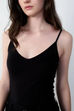 Top à fines bretelles en coton mélangé