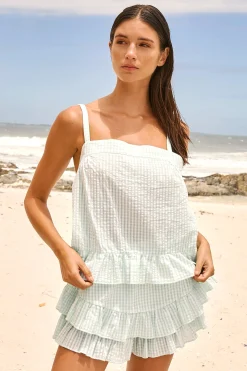Top à imprimé vichy en coton