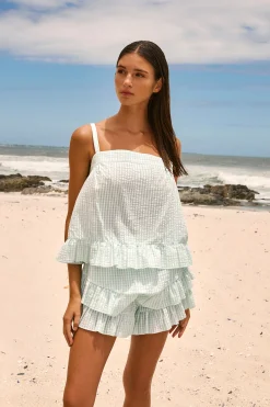 Top à imprimé vichy en coton