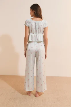 Top manches courtes satiné à motifs
