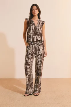 Top à manches volantées à motifs