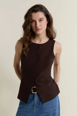 Top sans manches avec boutons