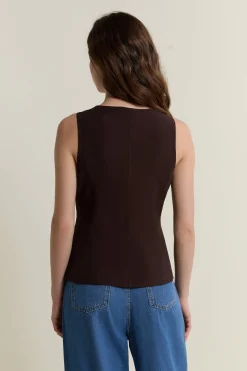 Top sans manches avec boutons