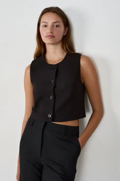 Top sans manches court avec boutons