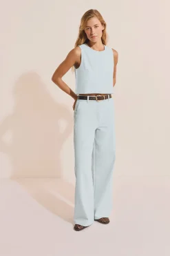 Top sans manches effet jean en coton