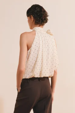 Top sans manches à pois
