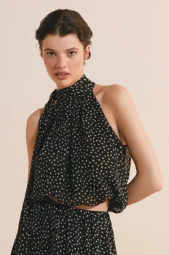 Top sans manches à pois