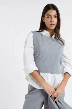 Top sans manches à rayures