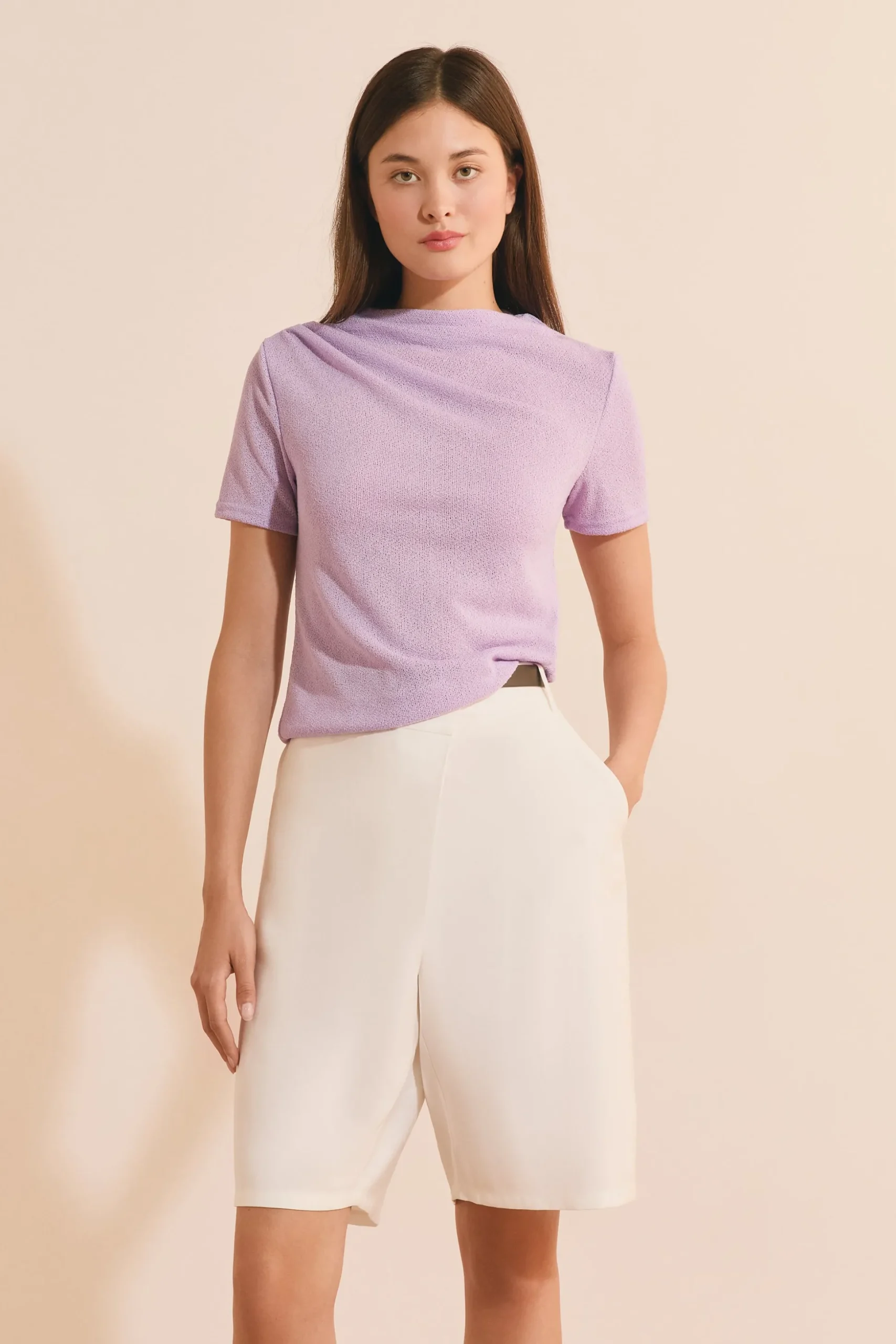 Top texturé détail drappé