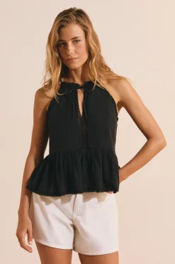 Top voile de coton et dentelle