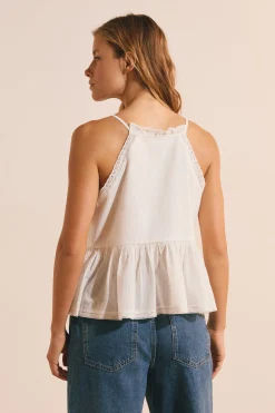 Top voile de coton et dentelle