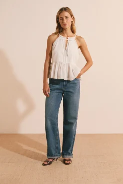 Top voile de coton et dentelle